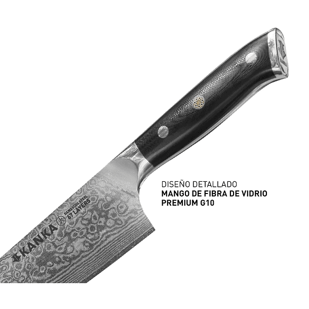 Cuchillo Acero Damascus Martillado Kanka 7