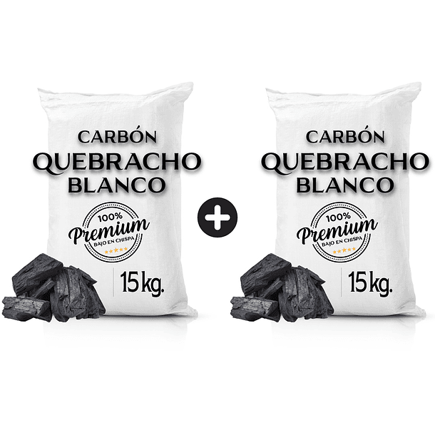 2 Sacos de Carbón Quebracho Blanco Premium 30 Kg. aprox. 
