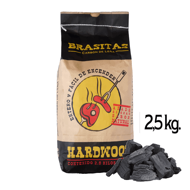 Carbón Brasitas  HardWood 2,5 Kg. aprox. 