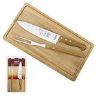 Kit para asado Tramontina con láminas de acero inoxidable y mangos de madera natural, 3 piezas. 1