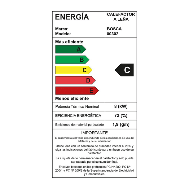 Estufa a Leña LIMIT 350 Cert. Bosca 10