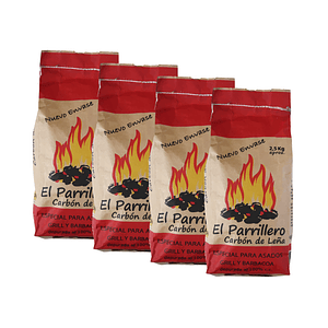 4 bolsas Carbón Quebracho Premium El Parrillero de 2,5 kg. aprox.