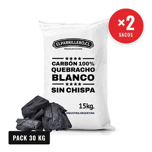 2 Sacos de Carbón Quebracho Blanco Premium 30 Kg. aprox.