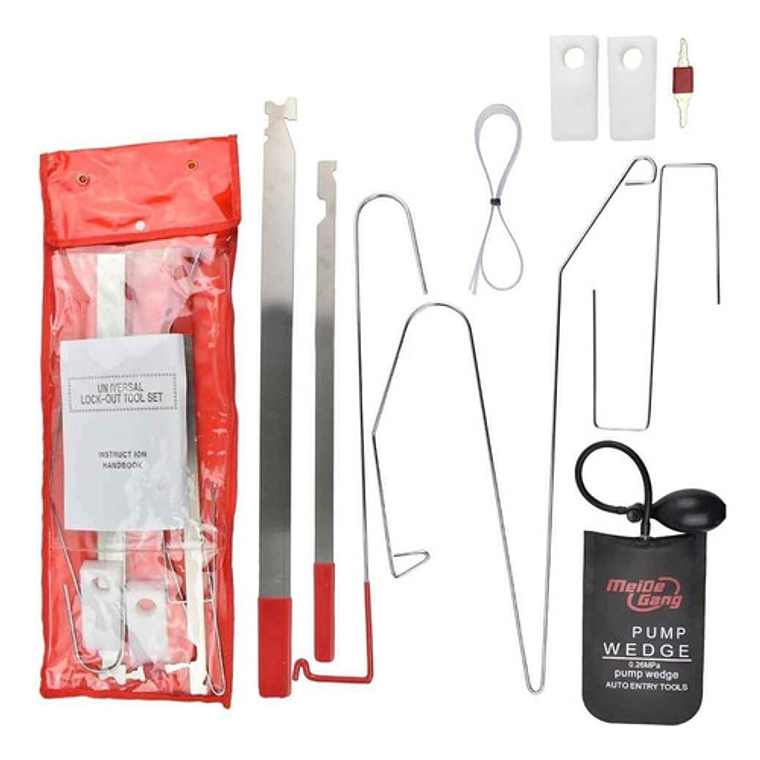 Kit Abre Auto Profesional Bomba Cuña Ganchos Y Herramientas 1