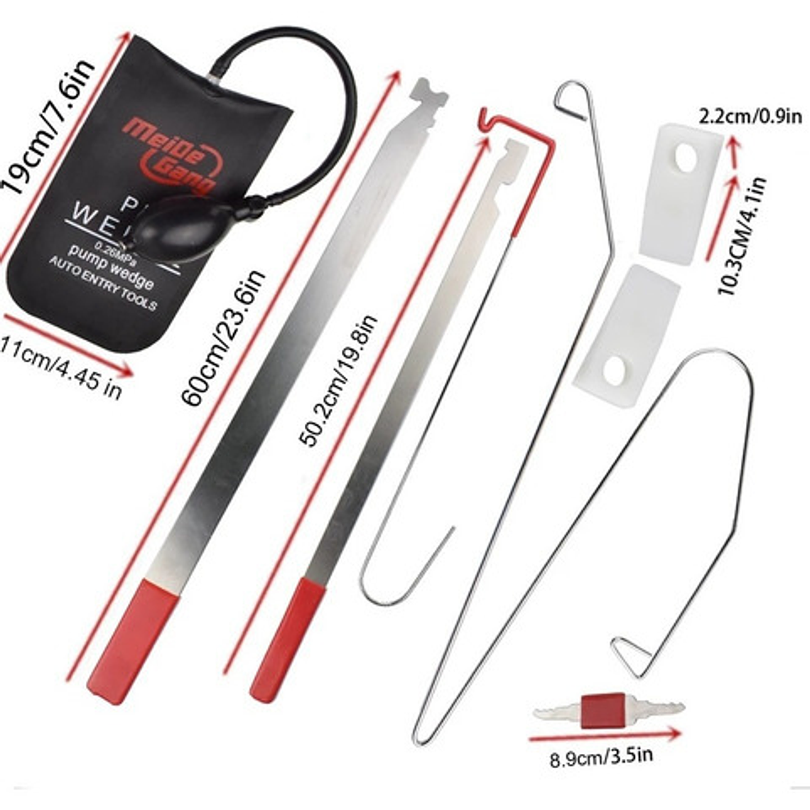 Kit Abre Auto Profesional Bomba Cuña Ganchos Y Herramientas 2