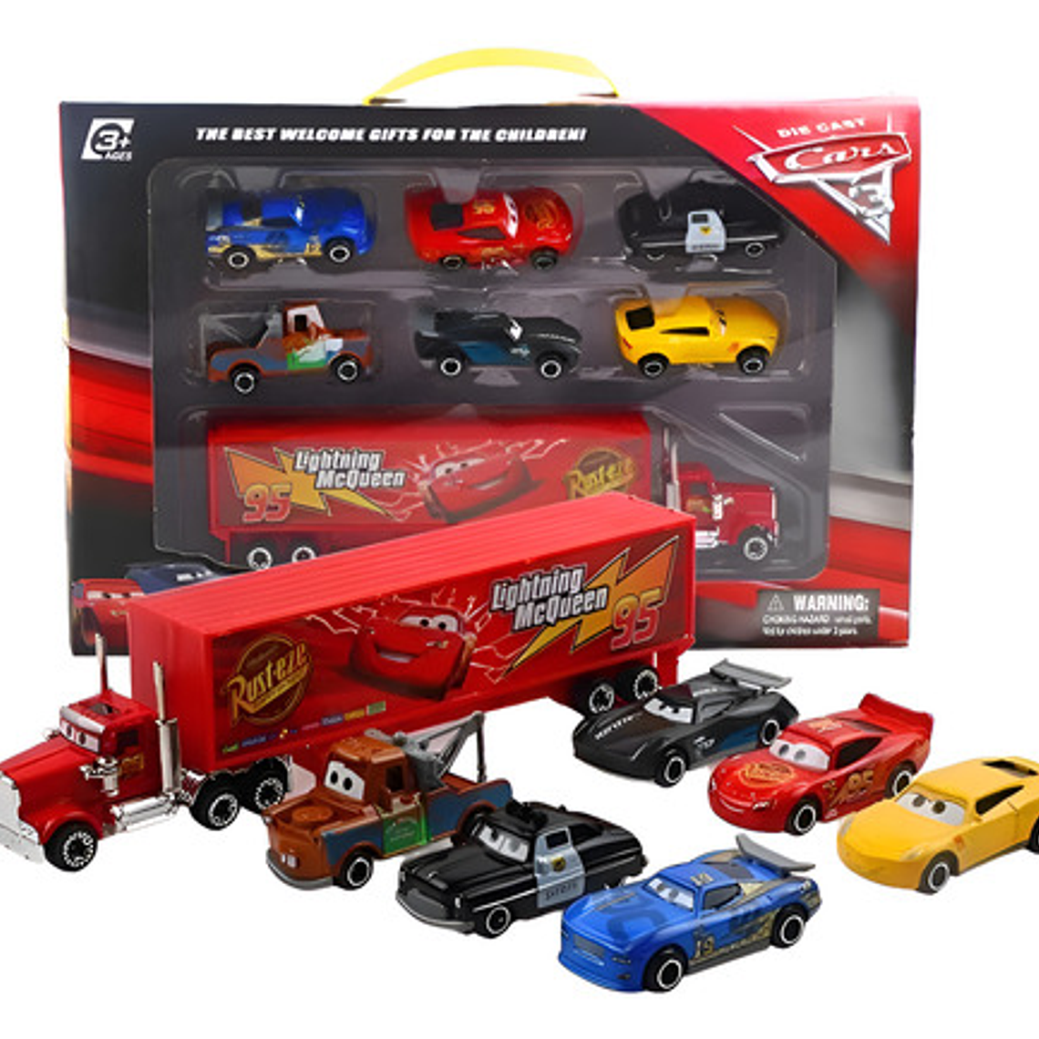 Set Juguete Cars Rayo Mcqueen 7 Piezas En Caja Disney Pixar 1