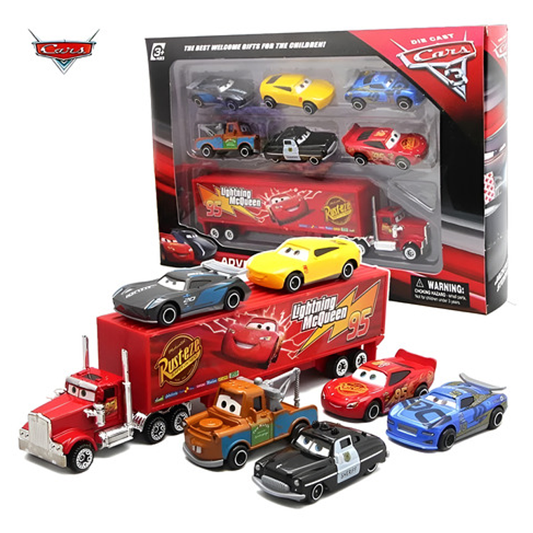 Set Juguete Cars Rayo Mcqueen 7 Piezas En Caja Disney Pixar 2