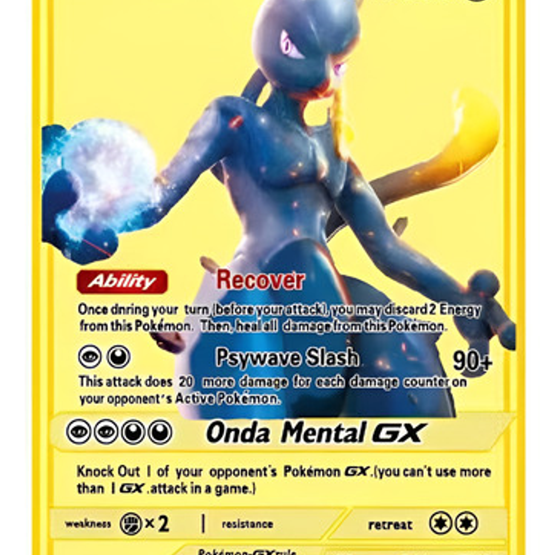 Carta Pokémon Metálica Exclusiva Mewtwo Gx 1