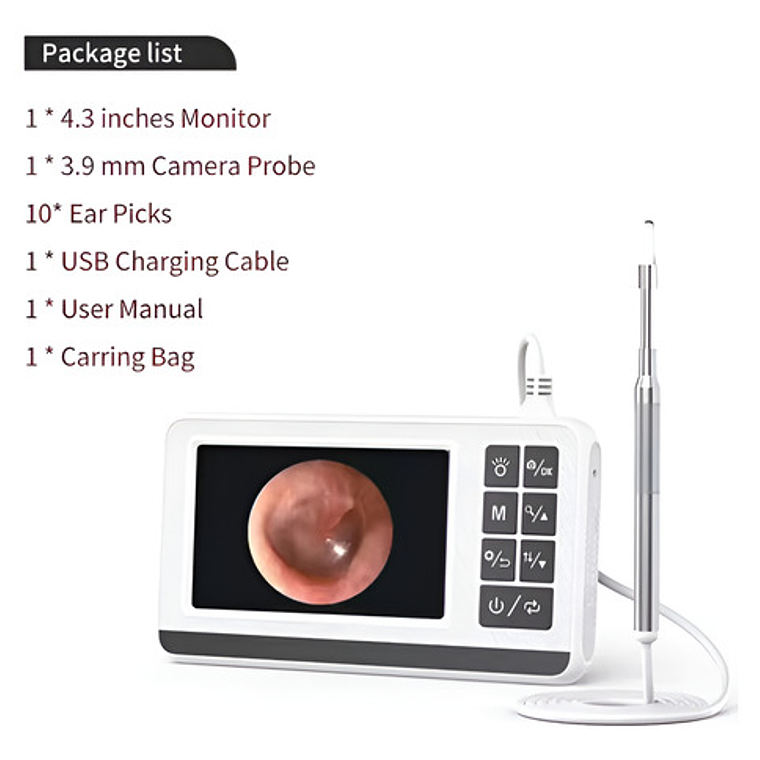 Otoscopio Profesional Digital Pantalla Lcd 4,3 1080p Cámara 11