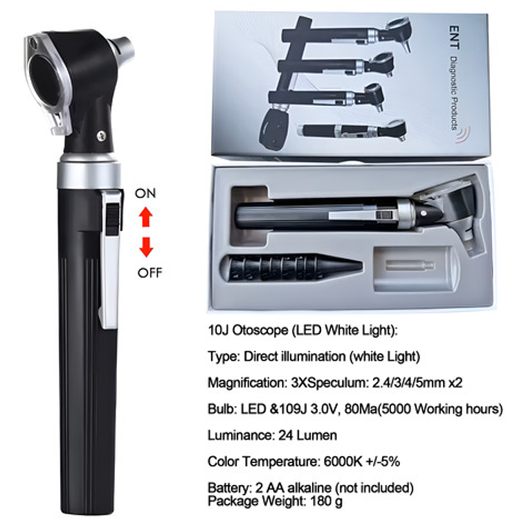 Otoscopio Profesional Porta Diagnostico Oido Luz Led Zoom X3 2