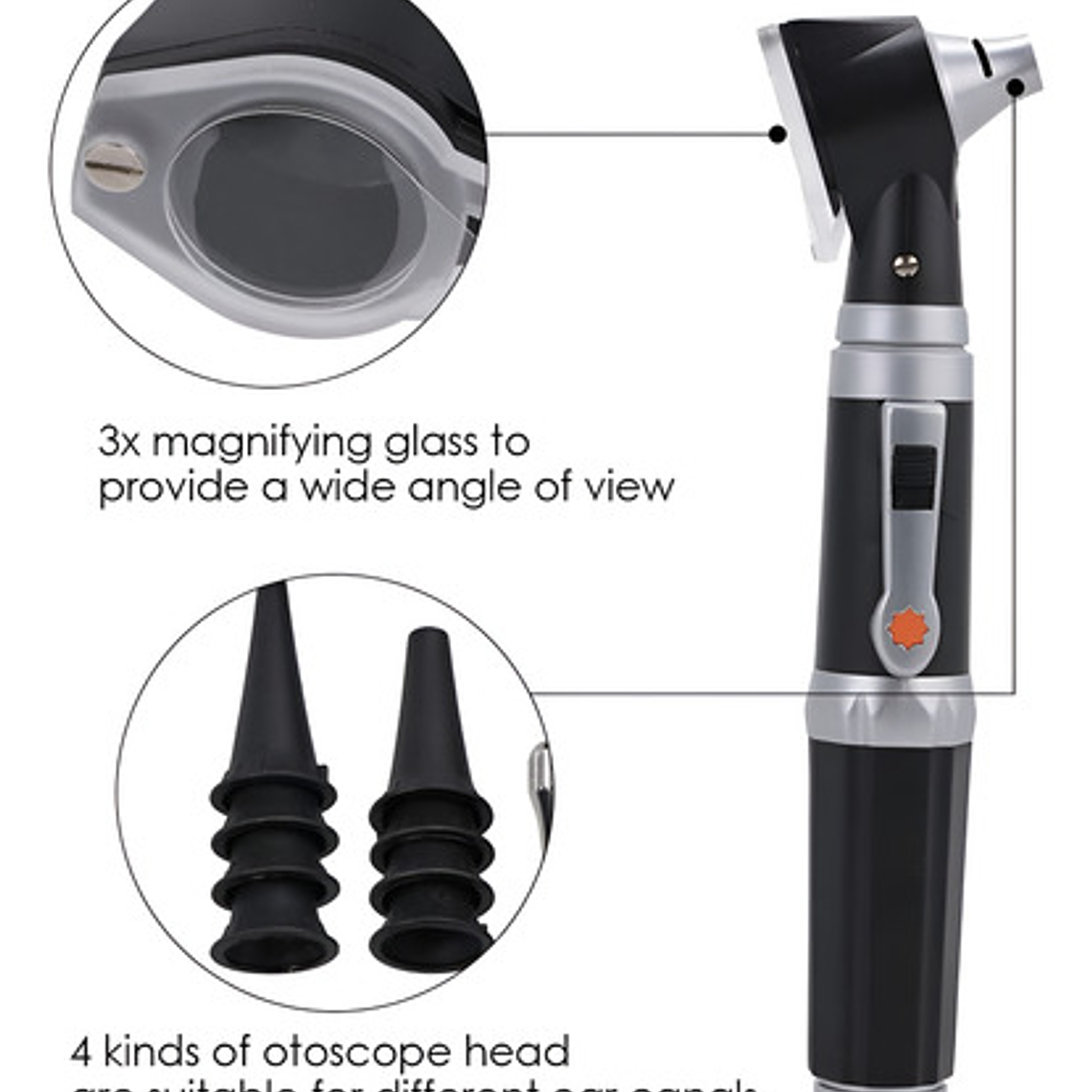 Otoscopio Profesional Porta Diagnostico Oido Luz Led Zoom X3 6