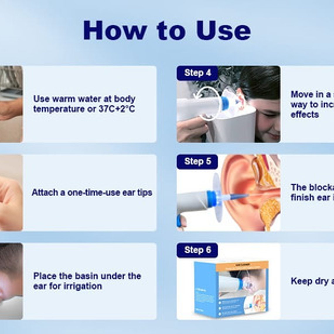 Kit Set Profesional Eliminación Cera Oídos Lavado Limpieza 5