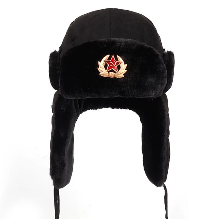 Gorro Ruso Soviético Pelaje Ushanka Shapka Gamuza Invierno  1