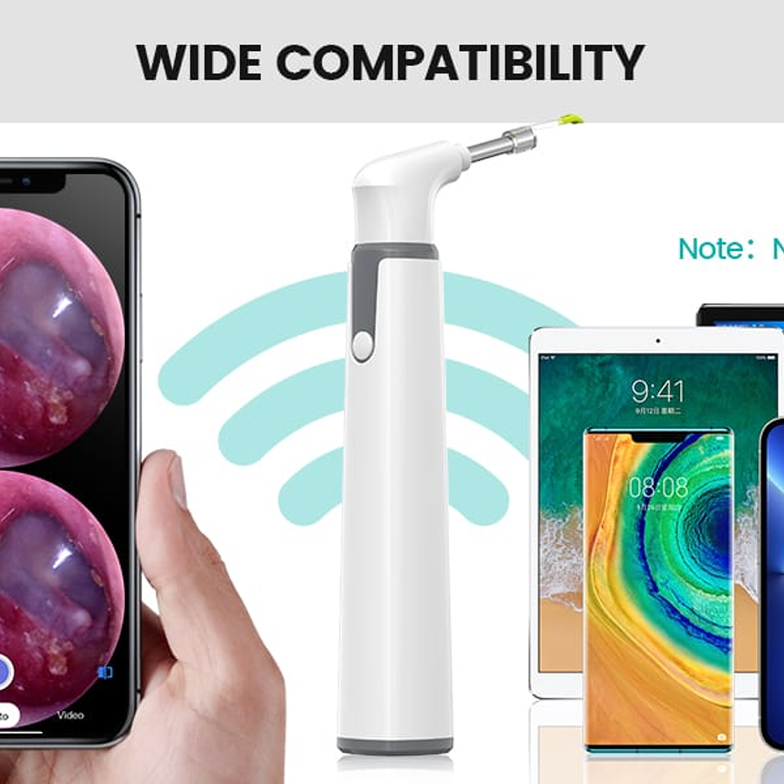 Otoscopio Inalámbrico Wifi Cámara Oído Luz Led Profesional 12