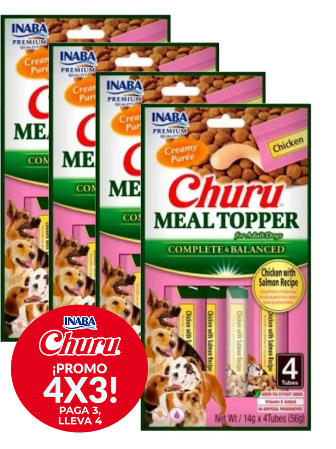 Pack 4x3 CHURU MEAL TOP DOG CHICKEN SALMON 1