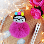 Porta-chaves Frida Kahlo com pompom