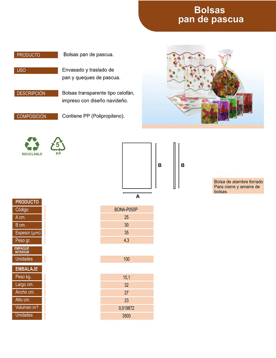 BOLSA PAN DE PASCUA 1/2 POLI => 100 Unidad/es 2