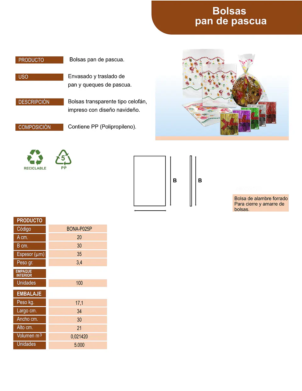 BOLSA PAN DE PASCUA 1/4 POLI => 100 Unidad/es 3