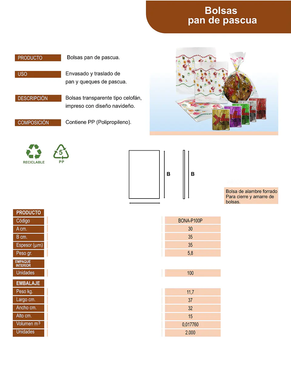 BOLSA PAN DE PASCUA 1 POLI => 100 Unidad/es 3