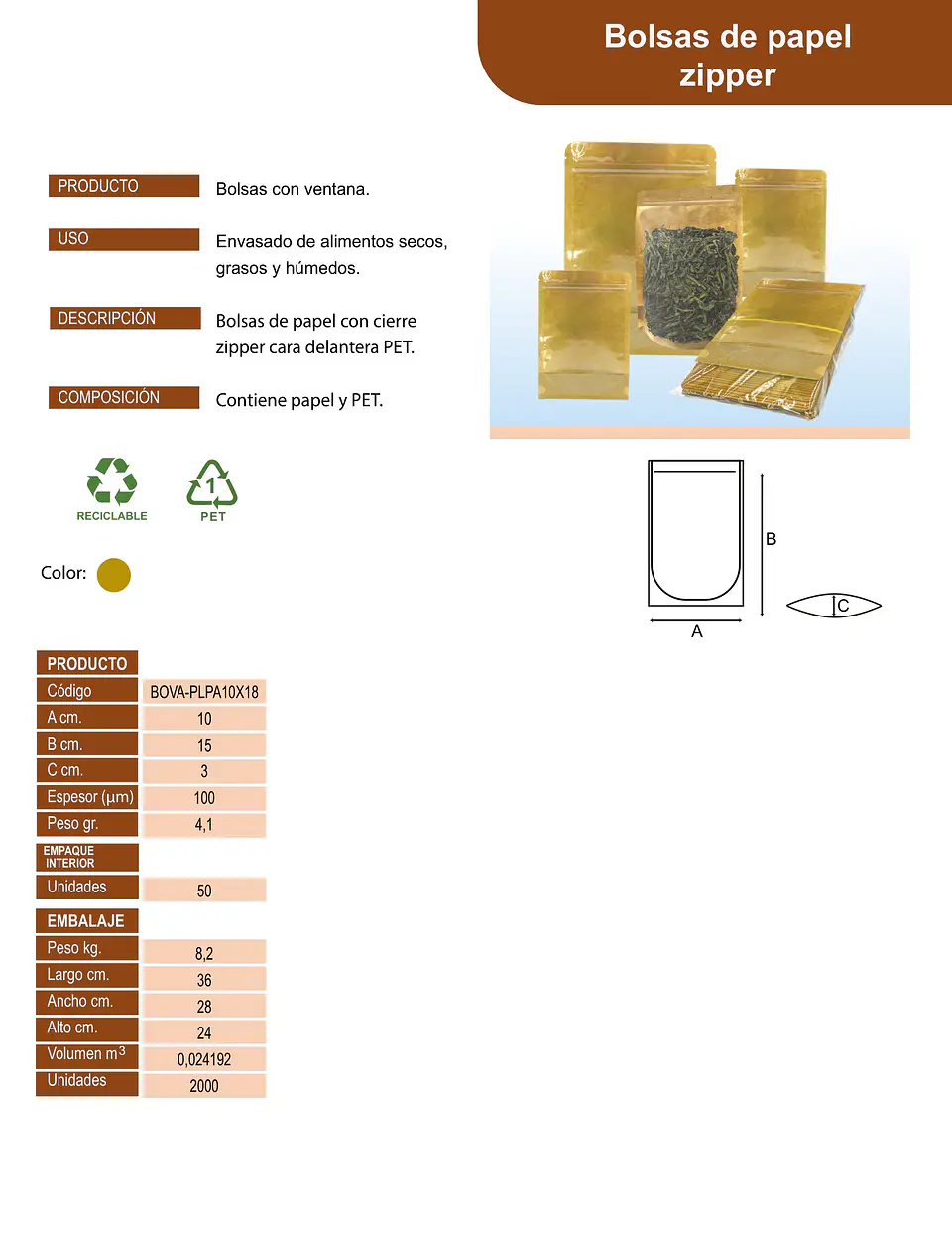 BOLSA ZIPPER PLASTICO & PAPEL 10X15+3 => 10 Unidad/es 4