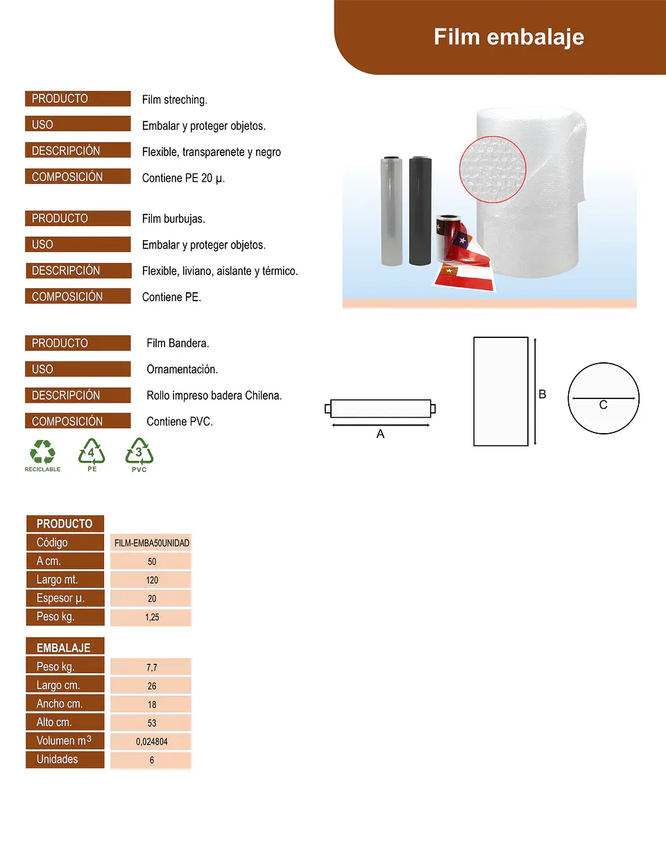 FILM STRECH 50 X UNIDAD TRANSP.(120) => 1 Unidad/es 3