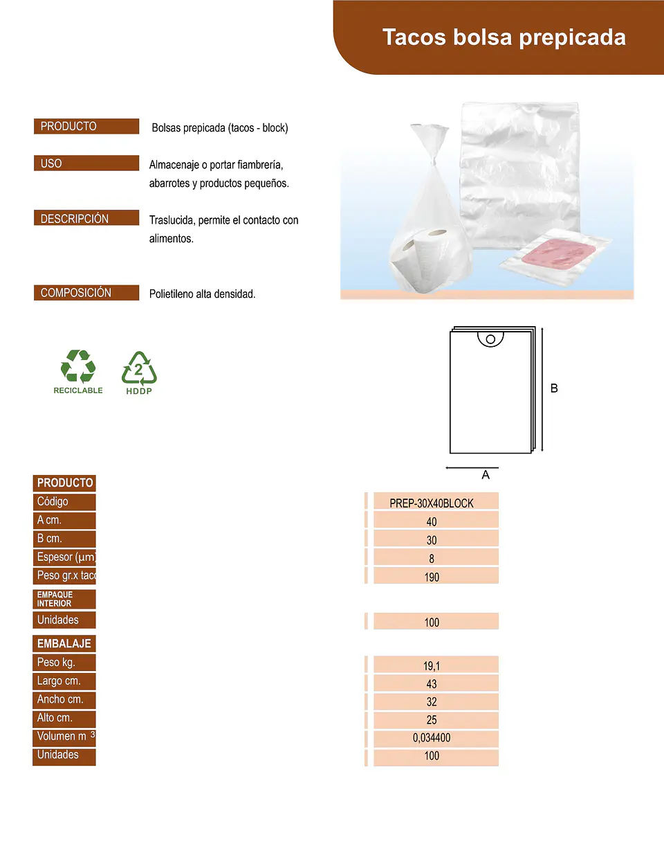 PREP, BLOCK 30X40 P.E. ALTA => 1 Unidad/es 4