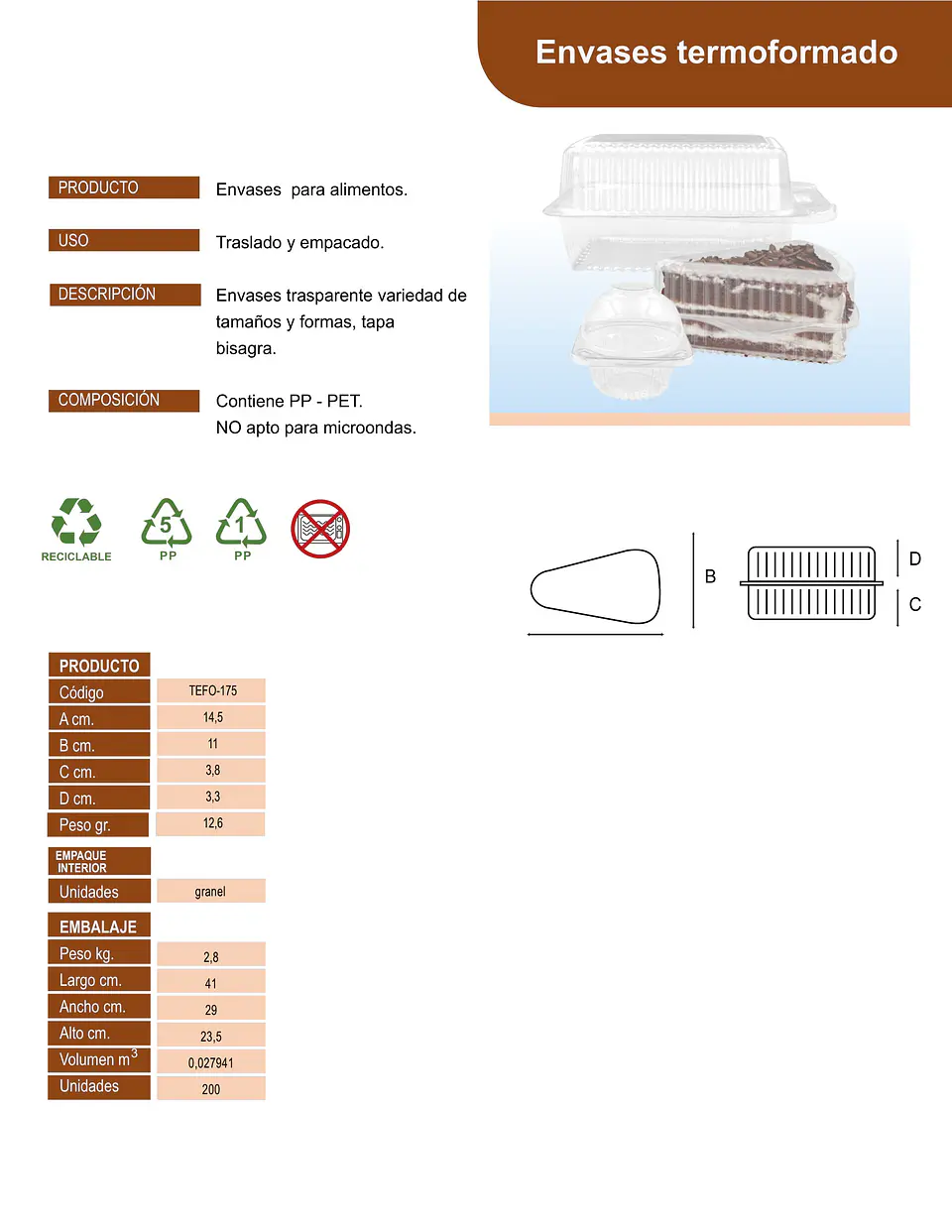 TERMOF. TRIANGULAR BISAGRA 11X7 CRISTAL => 10 Unidad/es 3