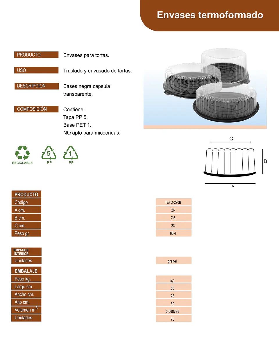 TERM 270B TORTA (10-15) 26X9-BAJA => 10 Unidad/es 3