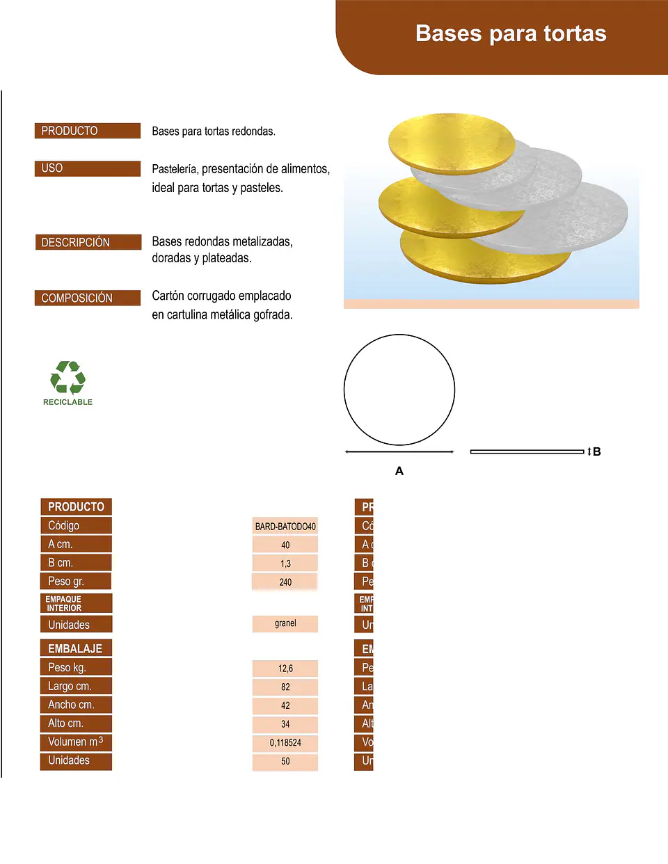 BASE TORTA REDONDA DORADO 40 (1) => 1 Unidad/es 3