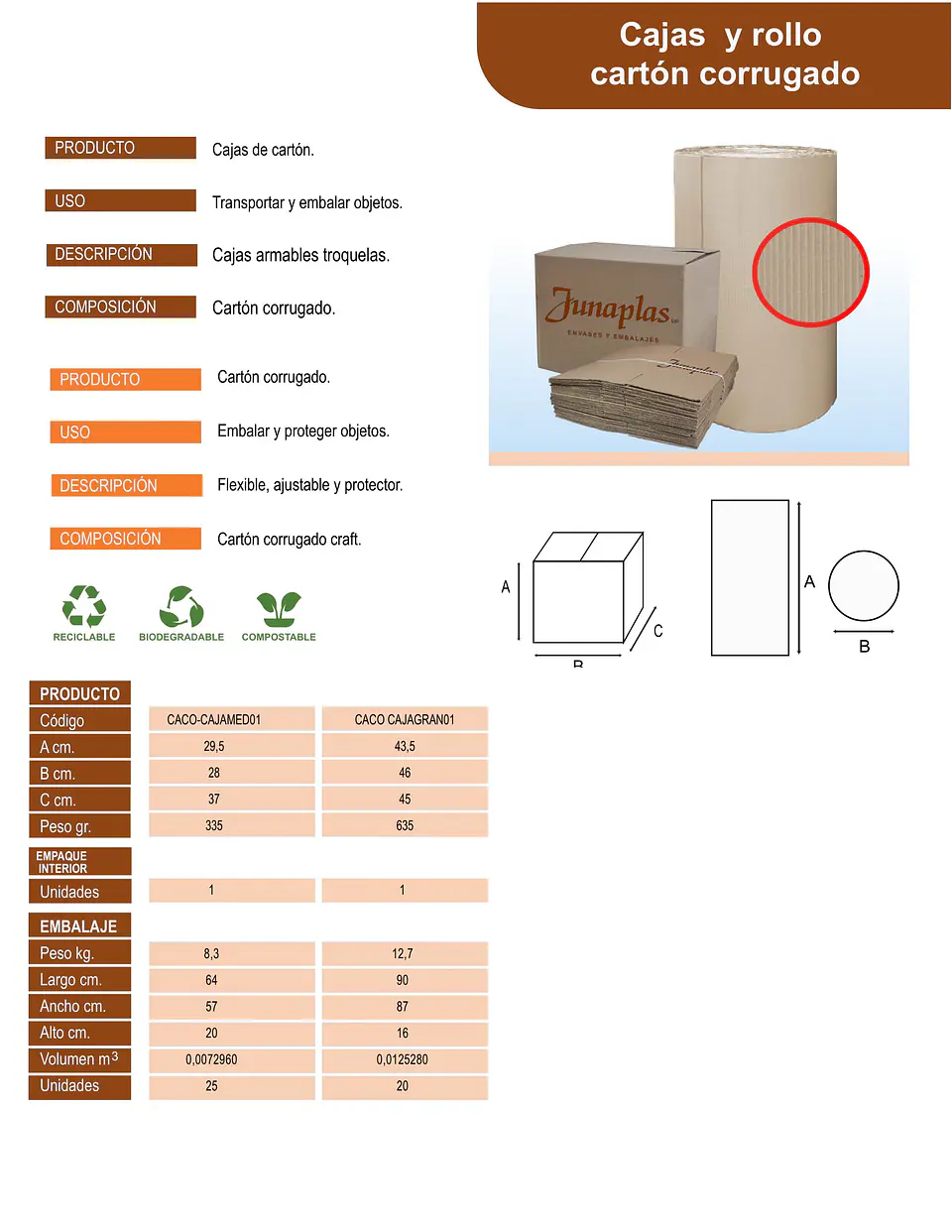 CAJA CARTON MEDIANA 365X265X290 => 1 Unidad/es 2