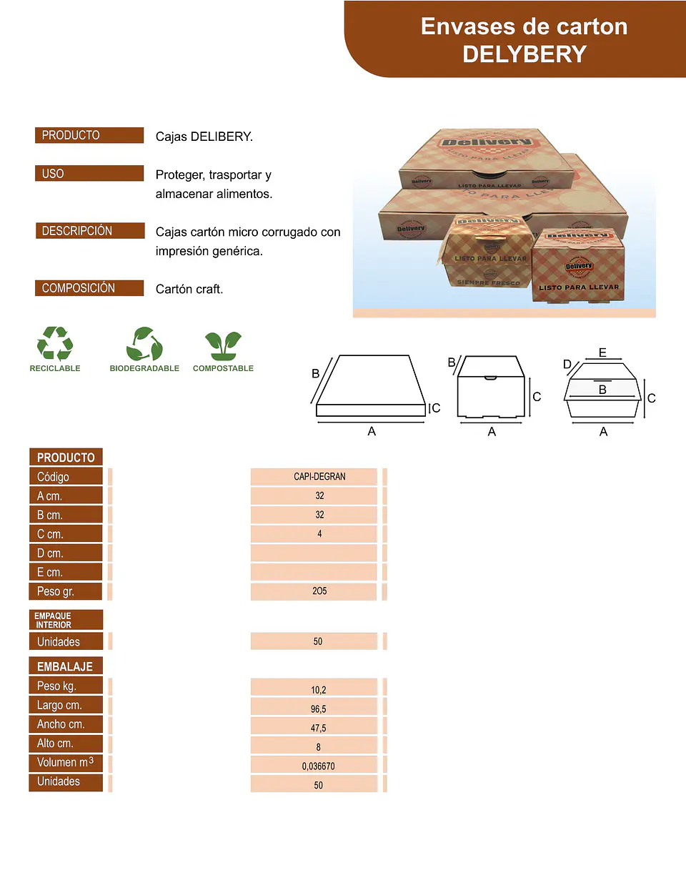 CAJA PIZZA GRANDE DELIVERY => 1 Unidad/es 2
