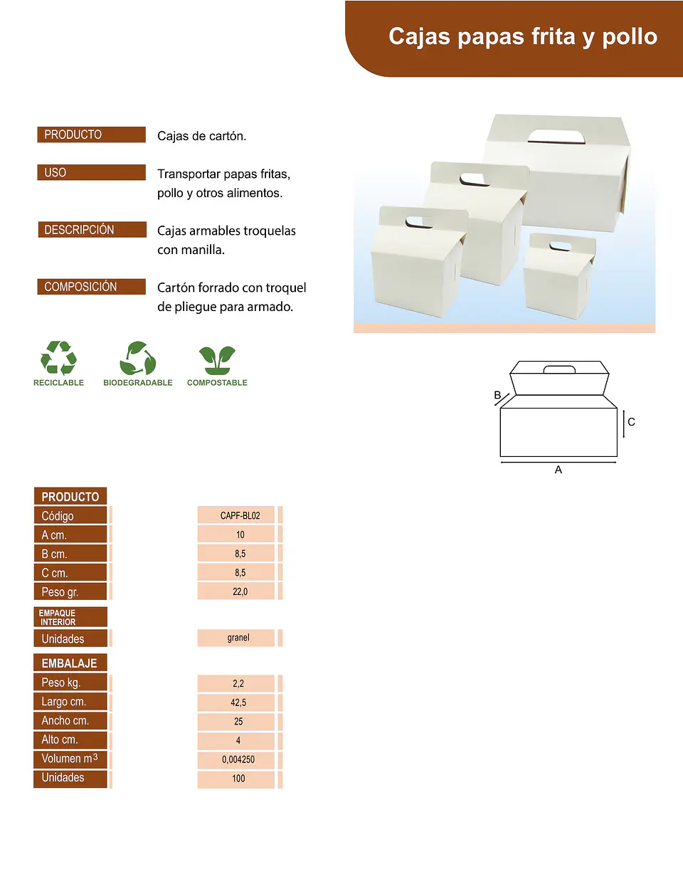 CAJA PAPAS FRITAS BLANCA 02 => 10 Unidad/es 4