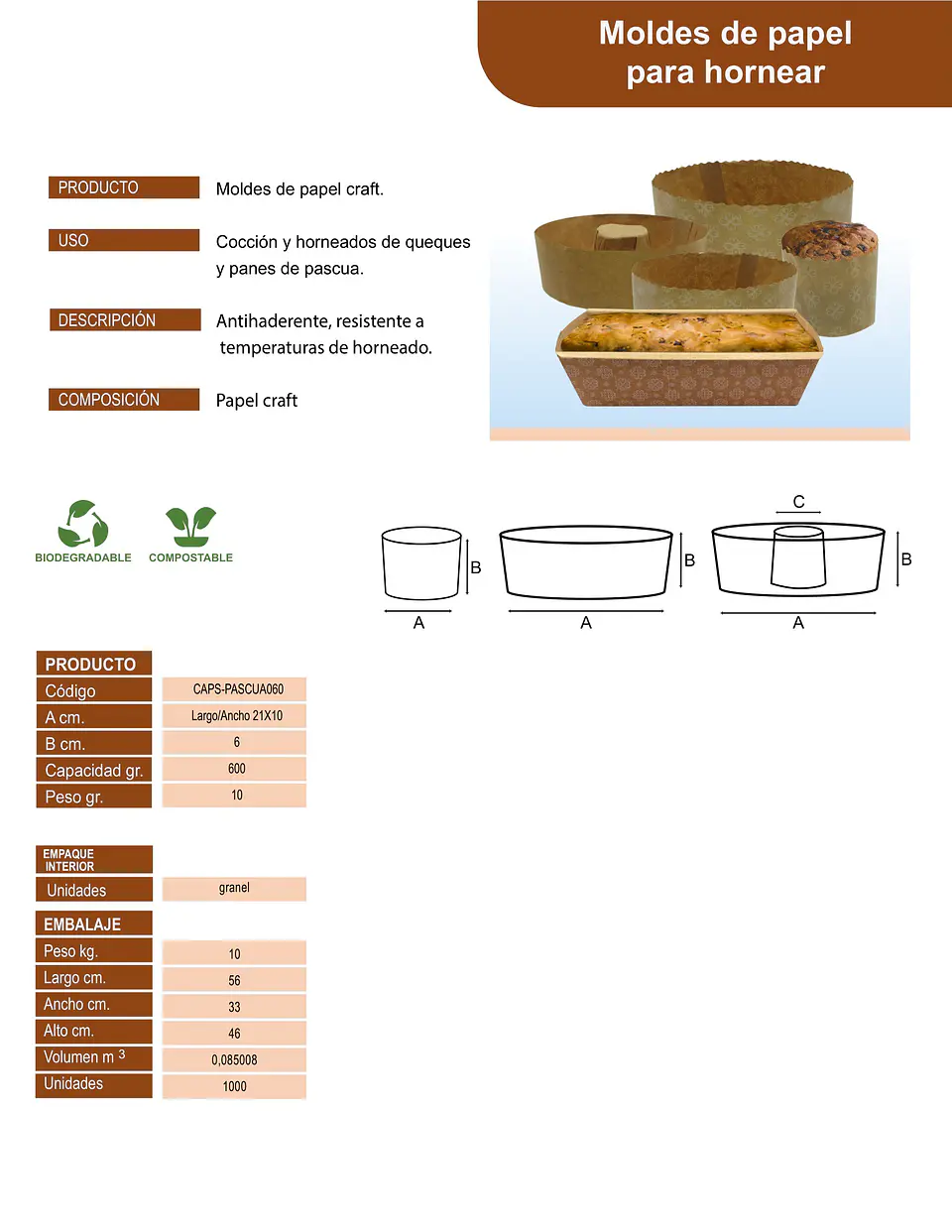 MOLDE PAN PASCUA 600 GR => 10 Unidad/es 4