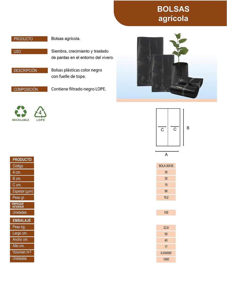 BOLSA 30X35X0.008 F/TOPE NEGRA => 100 Unidad/es 4