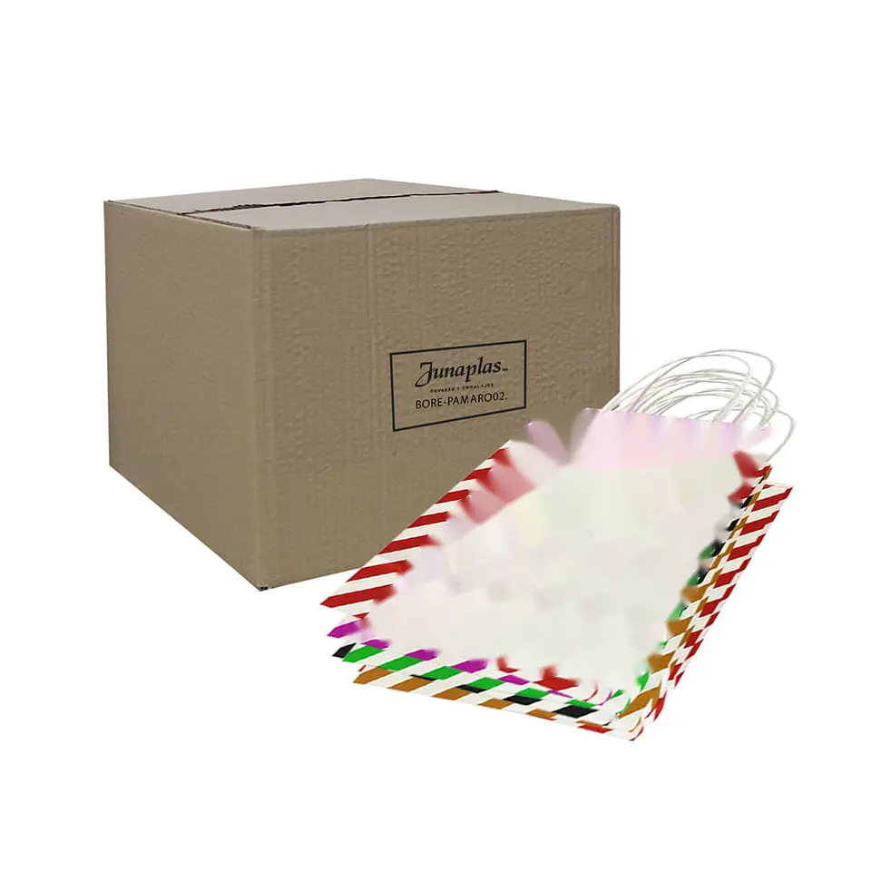 BOLSA PAPEL MANILLA 21X27 RAYAS => 1 2