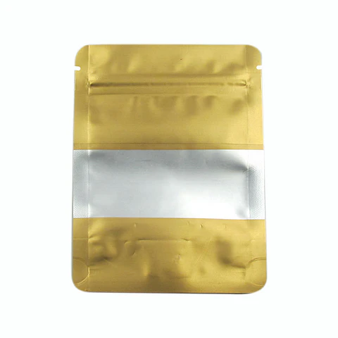 BOLSA ZIPPER VENTANA ALUM DORADO 15X22+4 => 10 Unidad/es