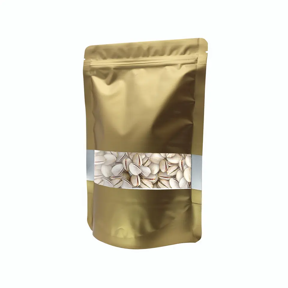 BOLSA ZIPPER VENTANA ALUM DORADO 15X22+4 => 10 Unidad/es 2