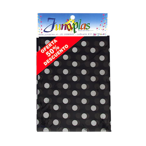 MANTEL NEGRO LUNAR 180X120 (01) => 1 Unidad/es