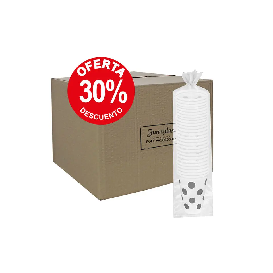 VASO 300 BLANCO LUNAR S.G. (50) => 50 Unidad/es 2