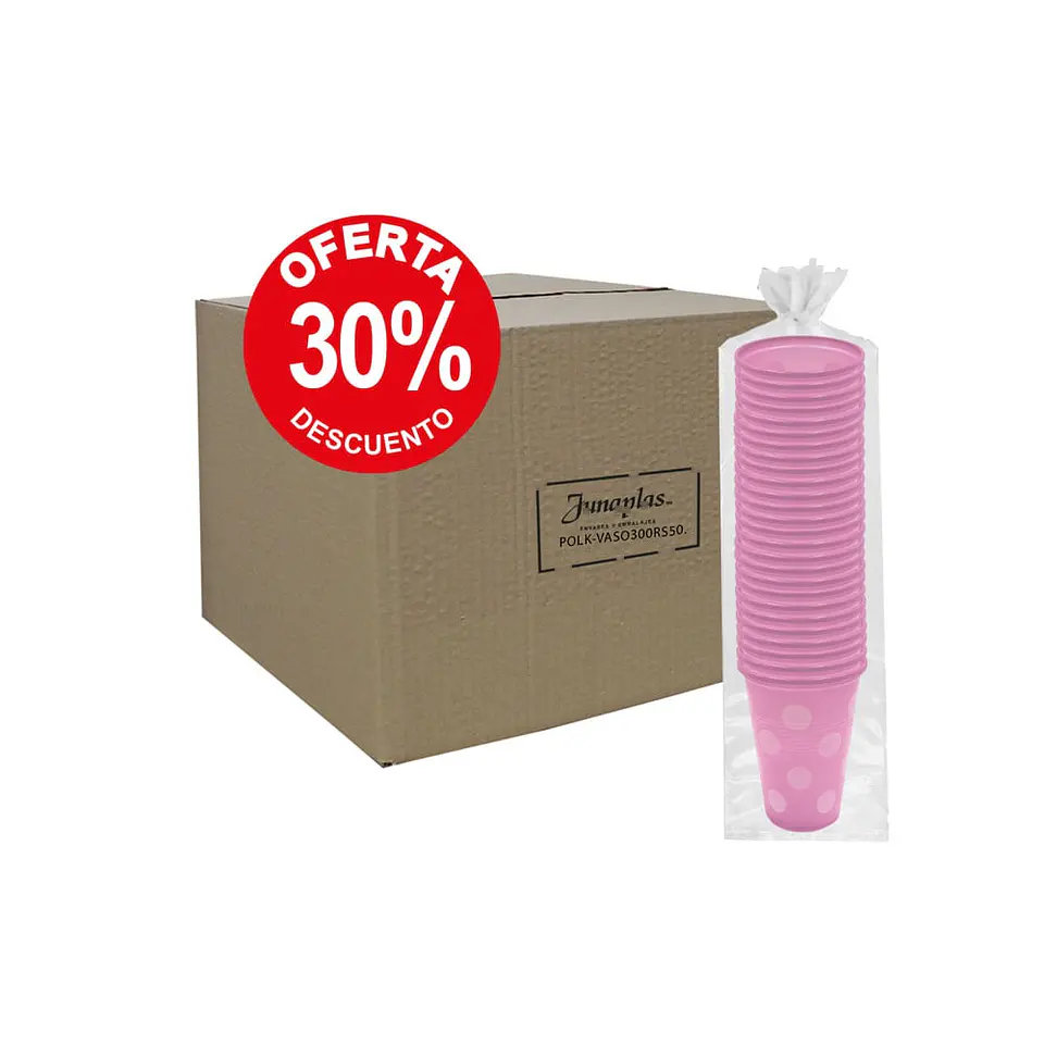 VASO 300 ROSADO LUNAR S.G. (50) => 50 Unidad/es 2