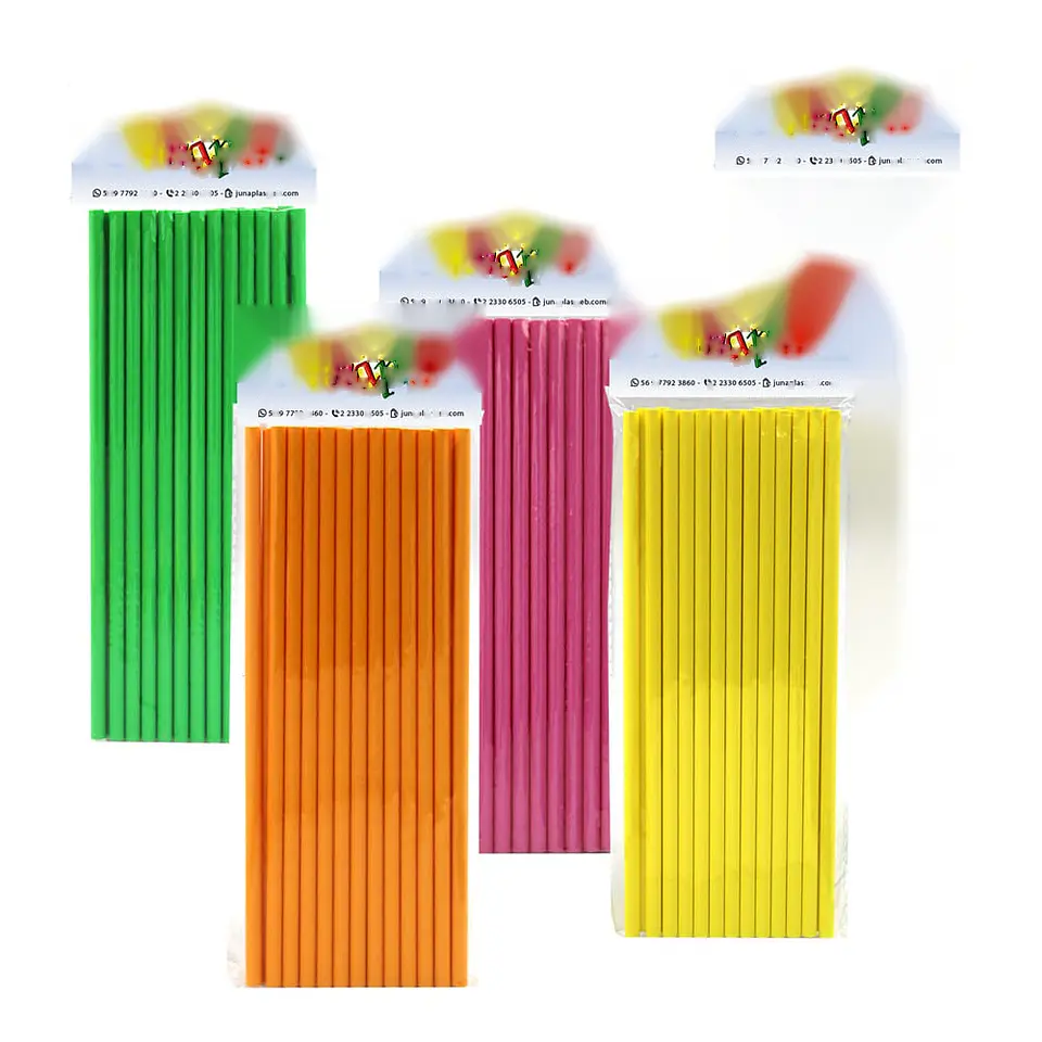 BOMBILLA PAPEL 06X20 LISA COLOR (25) => 1 paq. 25 Unidad/es 2
