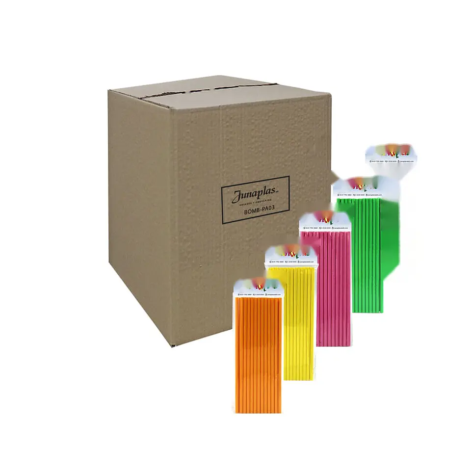 BOMBILLA PAPEL 06X20 LISA COLOR (25) => 1 paq. 25 Unidad/es 3
