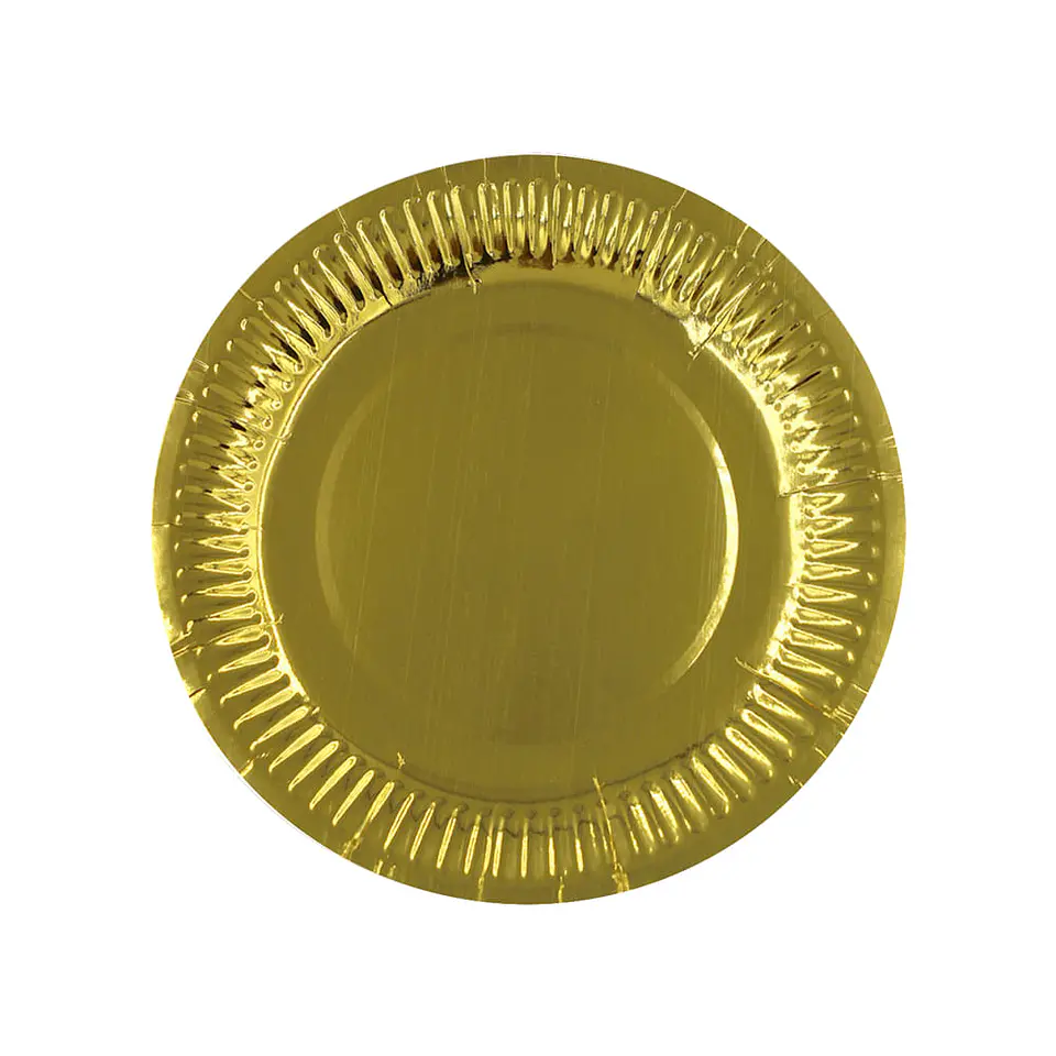 PLATO METALIZADO DORADO 18CM 10 UN. => 1 paq. 10 Unidad/es 1