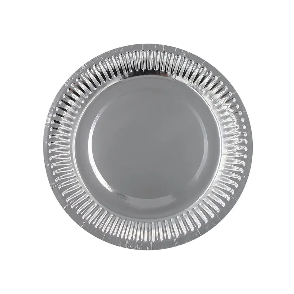 PLATO METALIZADO PLATEADO 18CM 10 UN. => 1 paq. 10 Unidad/es 1