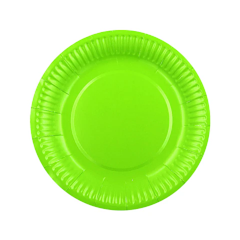PLATO CARTON LISO VERDE LIMA  (10) => 1 paq. 10 Unidad/es