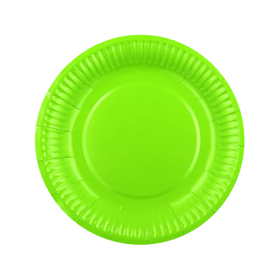 PLATO CARTON LISO VERDE LIMA  (10) => 1 paq. 10 Unidad/es 1