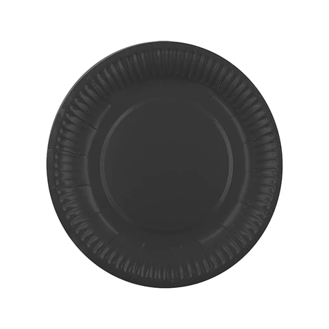 PLATO CARTON LISO NEGRO (10) => 1 paq. 10 Unidad/es