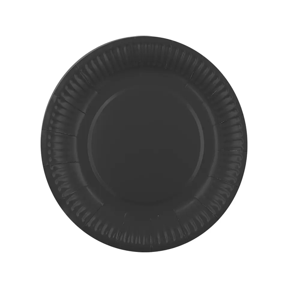 PLATO CARTON LISO NEGRO (10) => 1 paq. 10 Unidad/es 1