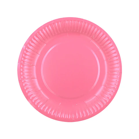 PLATO CARTON LISO ROSADO (10) => 1 paq.10 Unidad/es
