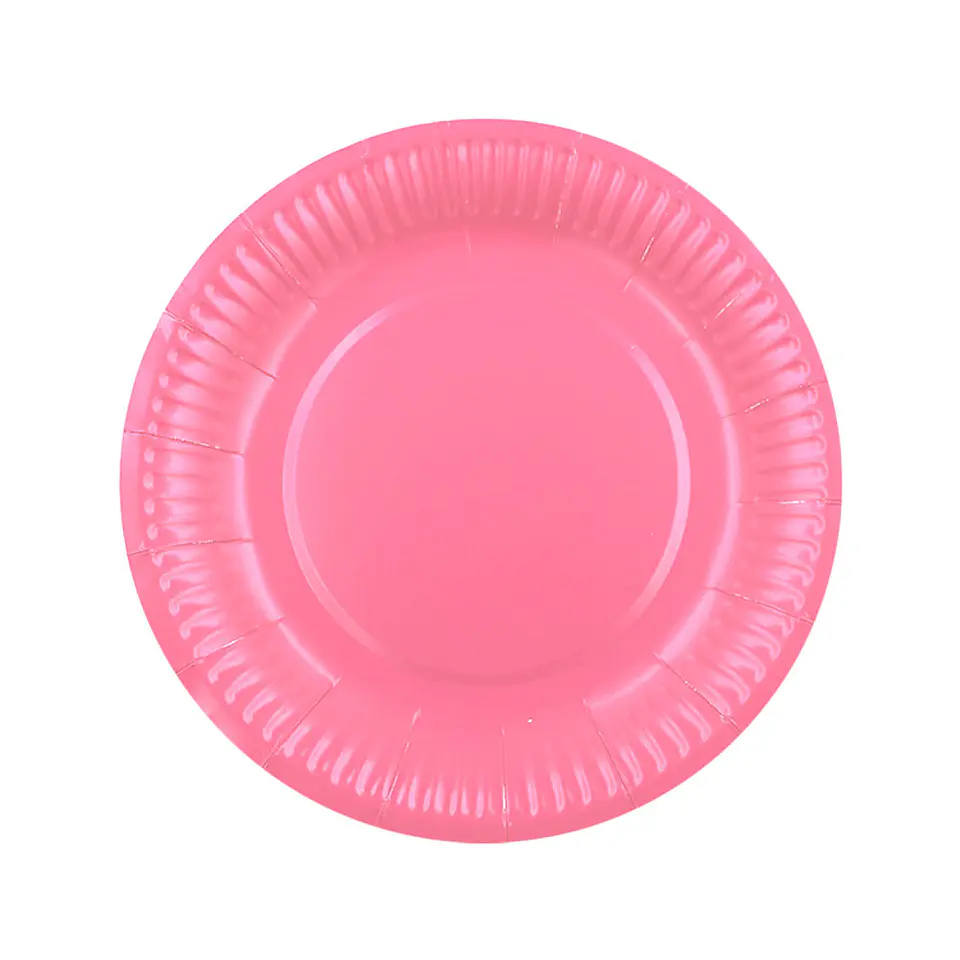 PLATO CARTON LISO ROSADO (10) => 1 paq.10 Unidad/es 1